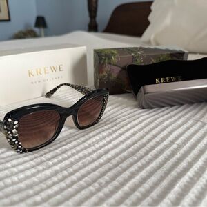 KREWE Black Sunglasses with Patterned Frame and Brown Lenses